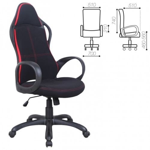 Кресло офисное Brabix Premium Force EX-516 ткань, черно-красное 531571 фото 2